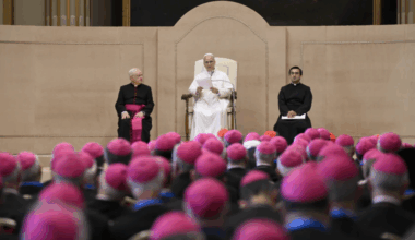 Pope Leo XIV addresses the Italian Bishops’ Conference on June 17, 2025, at the Vatican.