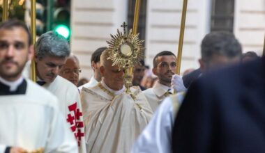Pope Leo XIV led a Eucharistic procession along Via Merulana, accompanying the Blessed Sacrament in a monstrance all the way to the Basilica of St. Mary Major on June 22, 2025.