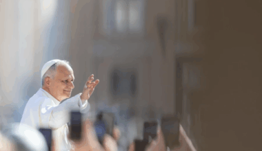 Pope Leo XIV waves to pilgrims at the Wednesday general audience in St. Peter's Square, Wednesday, June 25, 2025