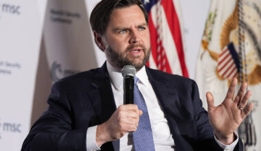 Vice President JD Vance speaking at the Munich Leaders Meeting, Wednesday, May 7, 2025, in Wash ...