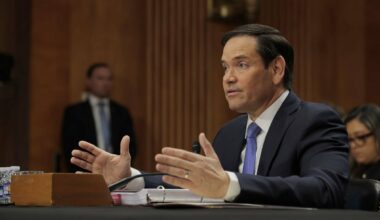 U.S. Secretary of State Marco Rubio speaks during a Senate Foreign Relations Committee hearing ...