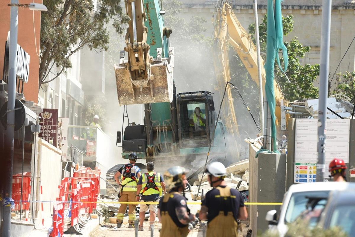 Demolition works underway to clear the remaining structure in Paceville. Photo: Chris Sant Fournier Demolition works underway to clear the remaining structure in Paceville. Photo: Chris Sant Fournier