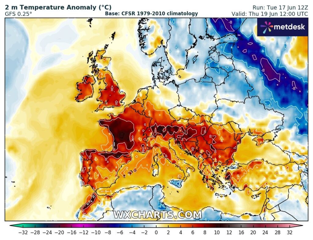 Calor em Portugal e na Europa - quinta-feira, 19 de junho 2025