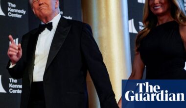 Boos, cheers and a heavy dose of irony as Trump takes in Les Mis against backdrop of LA protests | US politics