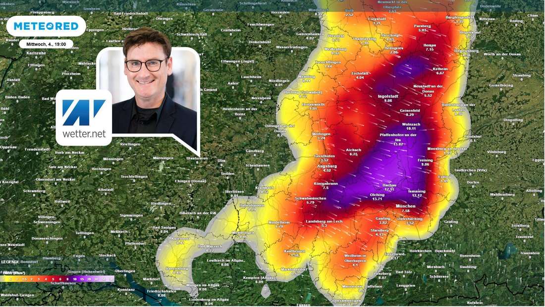 Die Wetterkarte zeigt die Blitzaktivität am Mittwochnachmittag (4. Juni). 