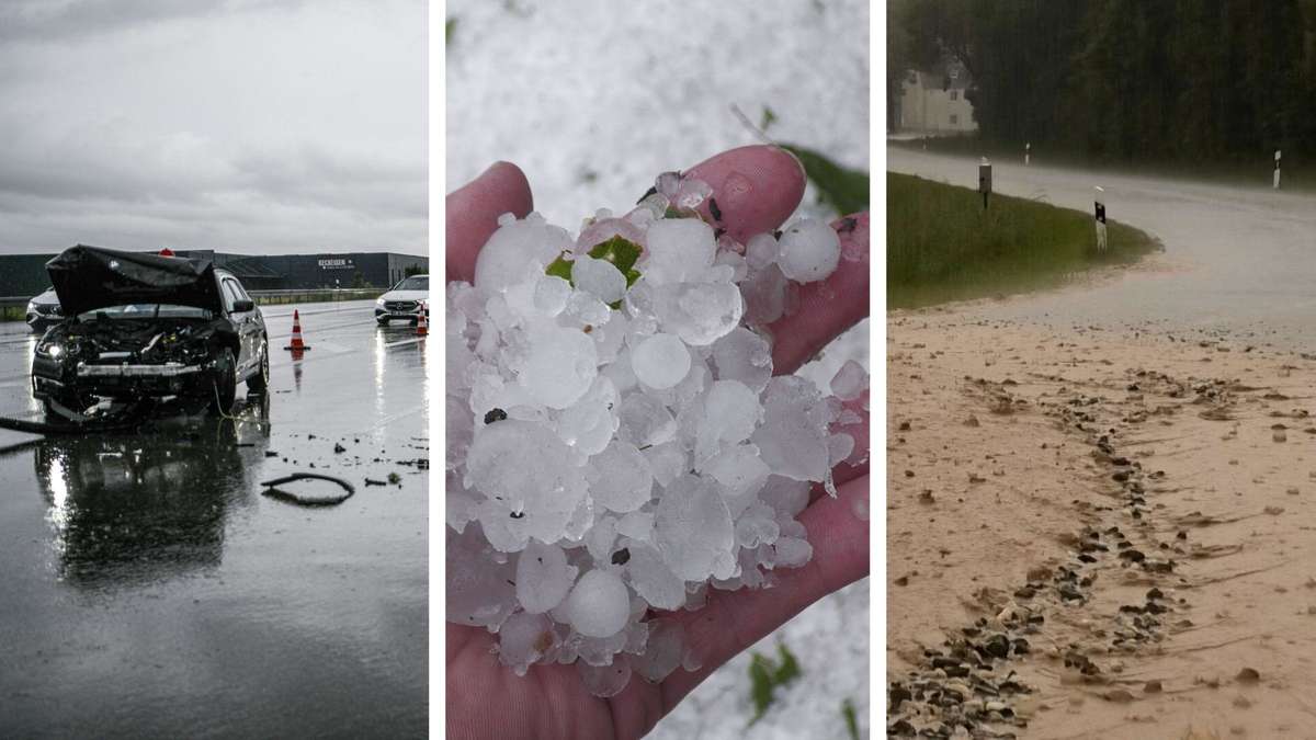 Bilder vom Unwetter in Deutschland: Hagel-Chaos, Überflutungen, Autobahn-Crashs
