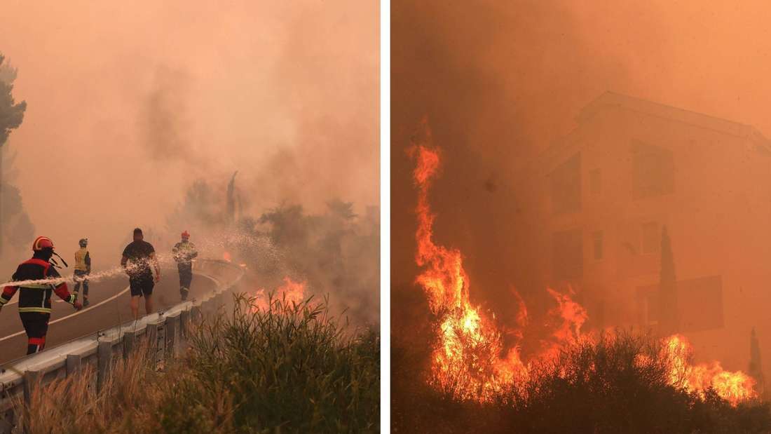 An Kroatiens Adria-Küste wüten heftige Waldbrände.