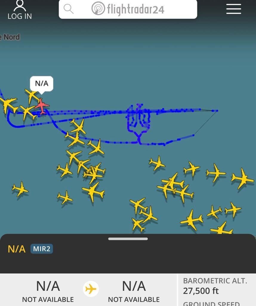 French Mirage 2000 jets flew over the Black Sea, tracing a route shaped like Ukraine’s trident symbol.