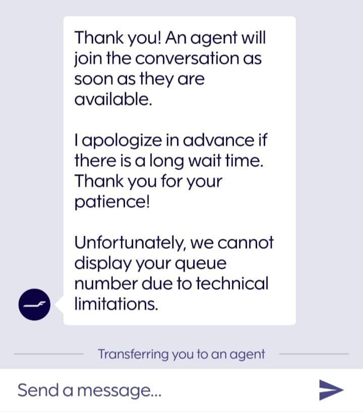 Finnair's chat bot query
