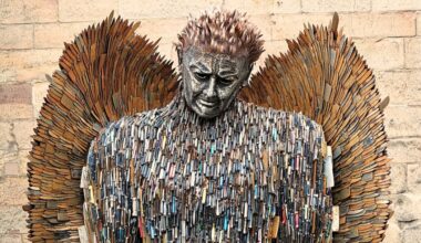 Knife Angel. Currently touring the U.K. "Save a Life, Surrender your Knife."