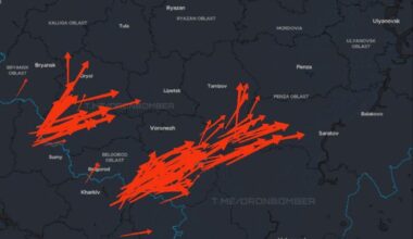 Ukrainian long-range drones are attacking Russian military installations. The information is current at 23:35.
