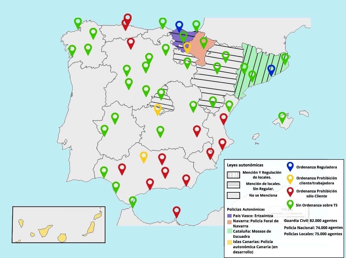 El mapa legal de la prostitución en España 📌