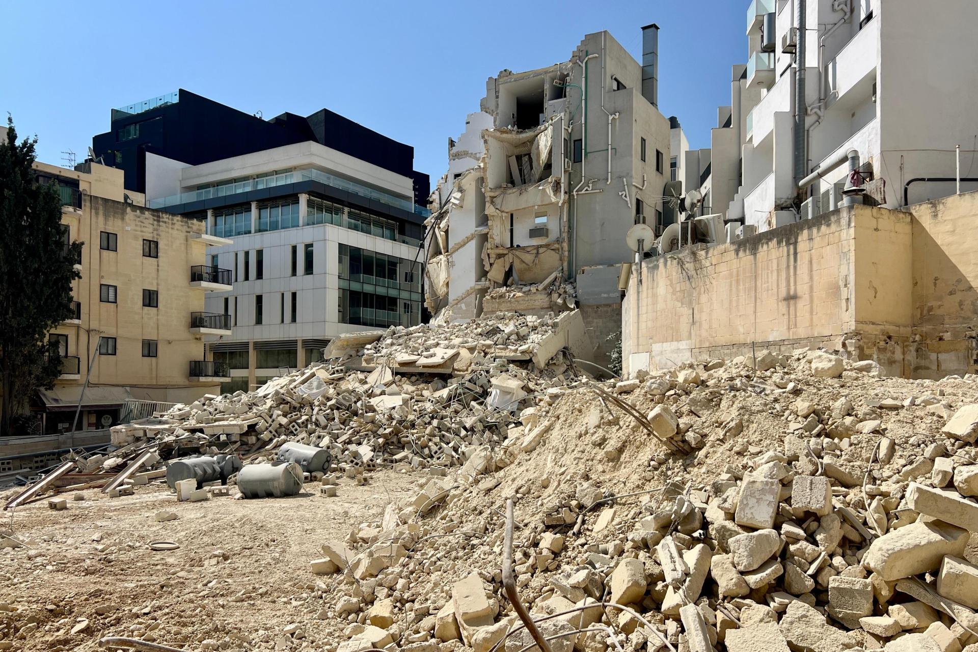 The collapse site on Friday morning. Photo: Chris Sant Fournier The collapse site on Friday morning. Photo: Chris Sant Fournier