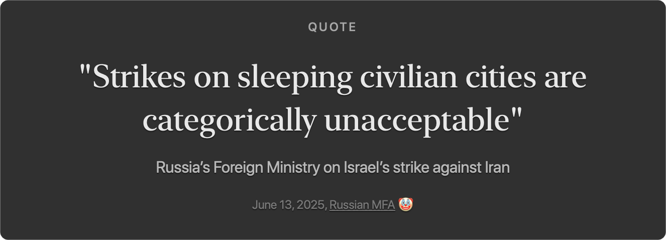 “Such strikes on sleeping peaceful cities are categorically unacceptable,” said the country that has been doing exactly that for four years straight.