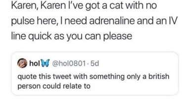 Karen, we're not just taking the mick, this cat needs the NHS