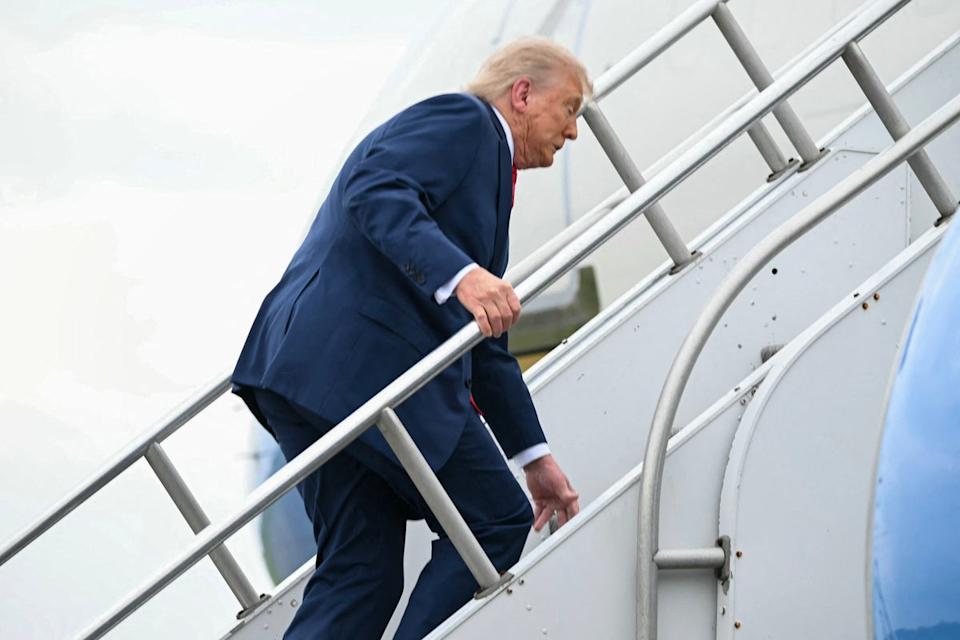 Trump was boarding Air Force One at Morristown Municipal Airport in Morristown, New Jersey (AFP/Getty)