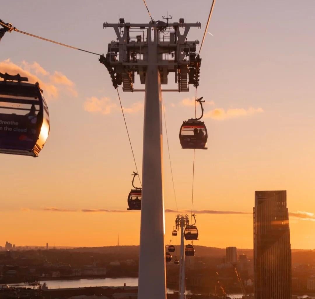 First time catching a London sunset from a cable car!