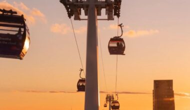 First time catching a London sunset from a cable car!