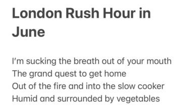 Written by me in a spate of near heat exhaustion on the tube the other day