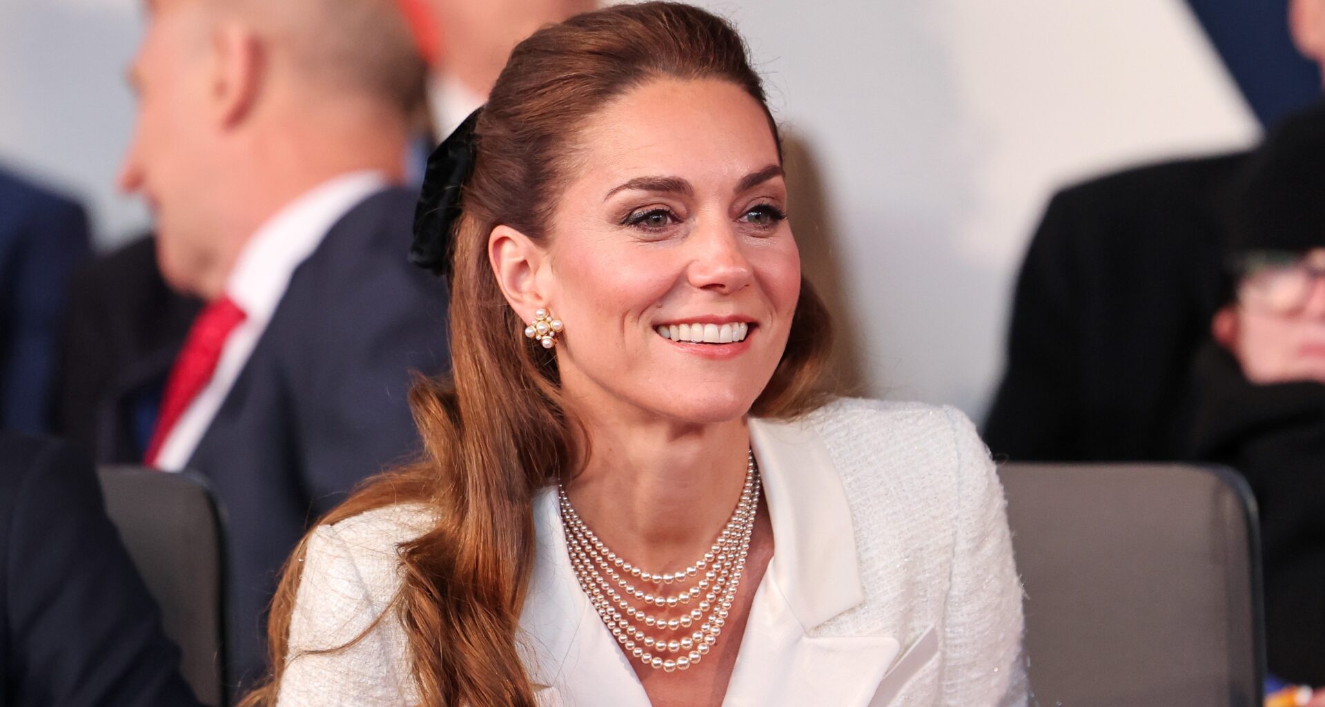 Catherine, Princess of Wales attends a concert to mark the 80th Anniversary of VE Day at Horse Guards Parade on May 08, 2025
