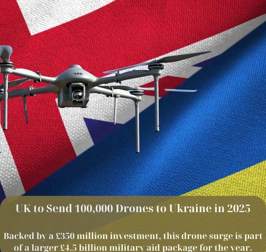 The UK is stepping up to help Ukraine defend its skies by sending 100,000 drones in 2025. Backed by a £350 million investment, this drone surge is part of a larger £4.5 billion military aid package for the year. Last year alone, the UK delivered over 10,000 drones.