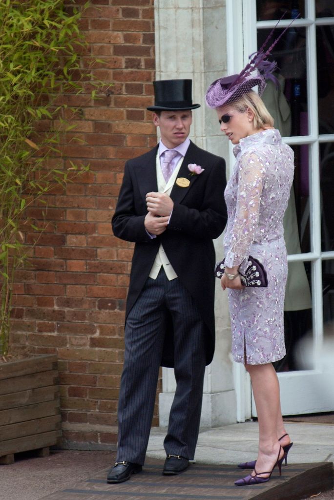 Zara Phillips, then 21, was pictured at Ascot in a lilac embroidered outfit with her ex Richard Johnson