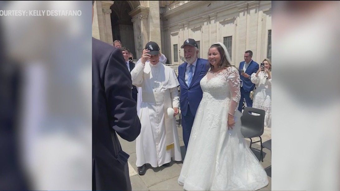 Newly weds who gave Pope Leo XIV White Sox hat are from Boston