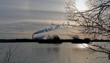 Ratcliffe-on-Soar Power Station from Attenborough Nature Centre, Nottinghamshire.