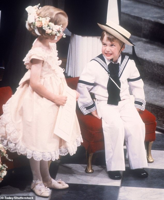 Prince William, then aged four, was a page boy at the Yorks' wedding
