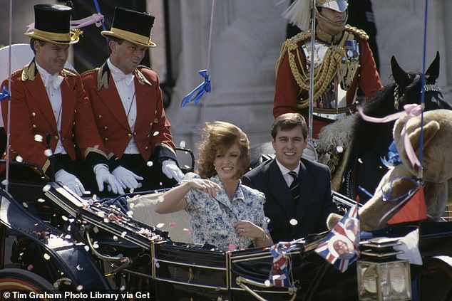Prince Andrew and Sarah Ferguson leave Buckingham Palace for their honeymoon after their wedding