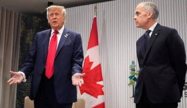 Trump says ‘was mistake’ to boot Putin from G7 as he trashes Trudeau with Canadian PM Carney standing beside him