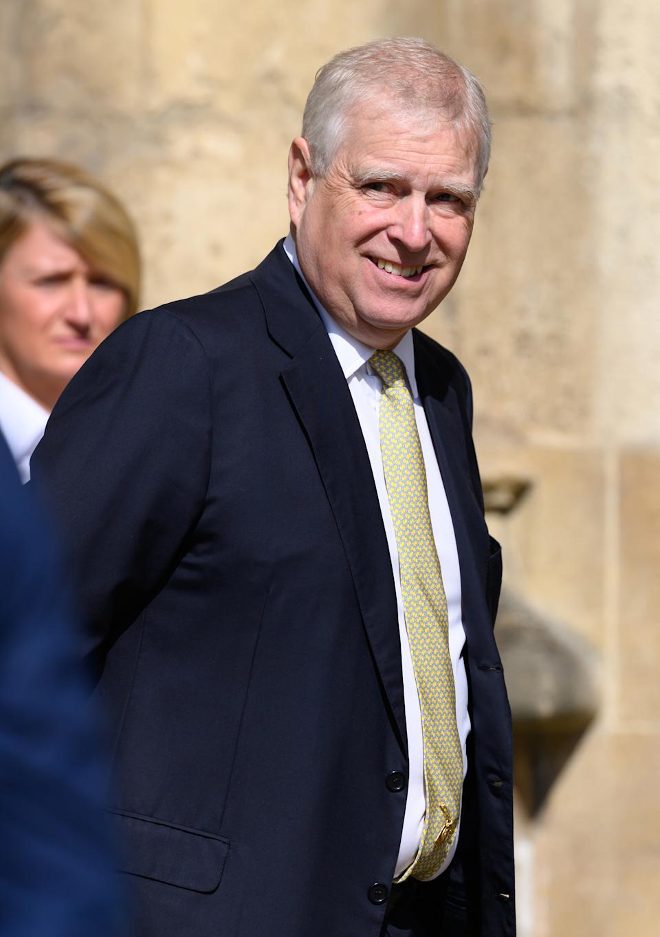 Prince Andrew wearing a suit on Easter Sunday 2025