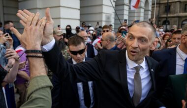 Belarusian opposition figure Sergei Tikhanovsky is barely recognisable after five years in prison (Wojtek RADWANSKI)