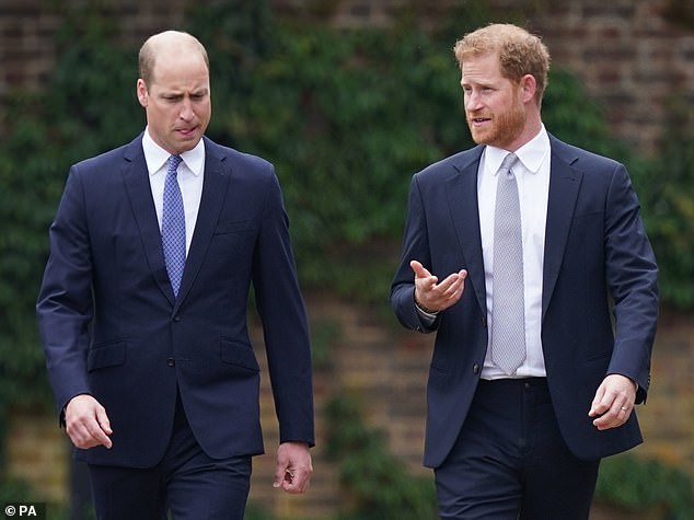 Prince William (left) and Prince Harry (right) pictured together in July 2021