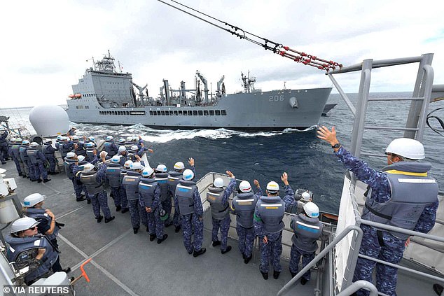 An internal Navy memo indicated that other Navy ships - named after historical figures such as Thurgood Marshall, Ruth Bader Ginsburg, Harriet Tubman, Cesar Chavez, and Medgar Evers - are also under review for potential renaming. Pictured: US Navy oiler USNS Harvey Milk