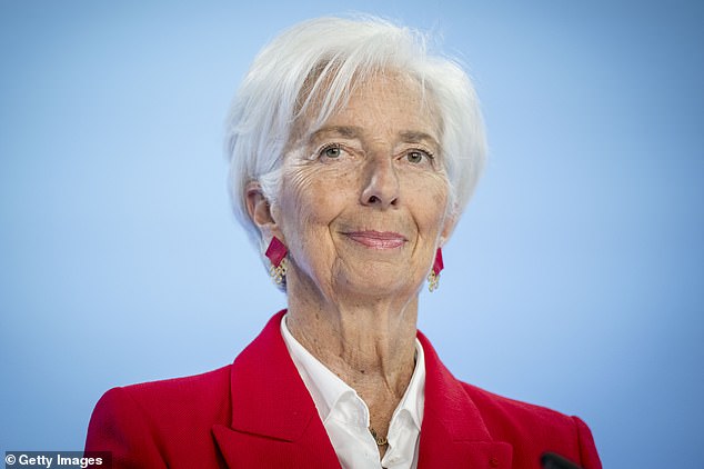Rate Cut: ECB president Christine Lagarde (pictured) said that with inflation now below the 2% target, at 1.9%, the central bank was in a ‘good position’