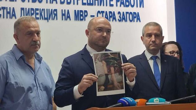 Minister Georgiev displayed disturbing images showing residents restrained and the facilities' horrific living conditions at a press conference in the region today (pictured), according to the Bulgarian News Agency (BTA)