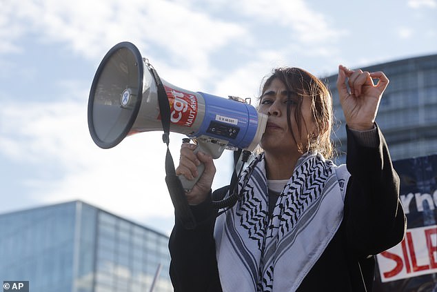 Rima Hassan, pictured in November, is among the others onboard. She has been barred from entering Israel because of her opposition to Israeli policies toward the Palestinians