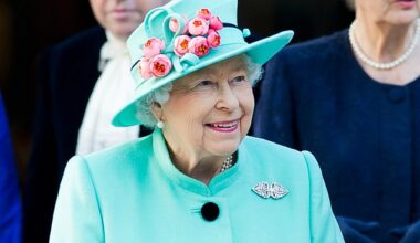 Queen Elizabeth II wears a charming peony hat by Rachel Trevor-Morgan in October 2018