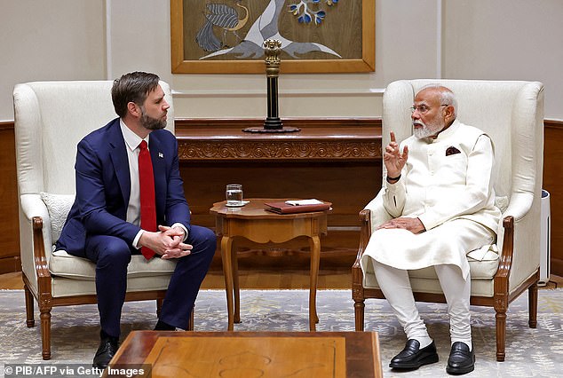 Vance meets with Modi in India alongside his family