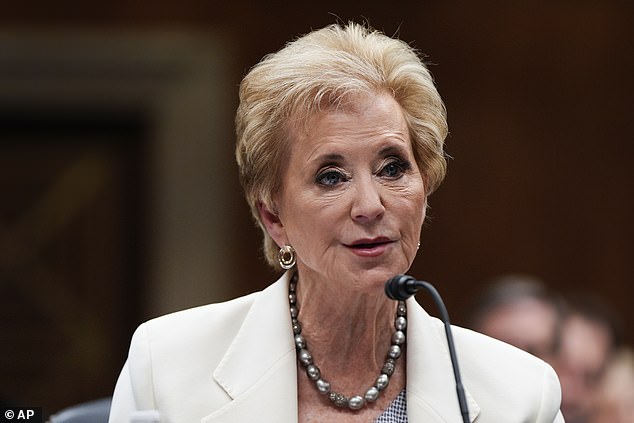 Education Secretary Linda McMahon speaks during a Senate Appropriations hearing, Tuesday, June 3, 2025, on Capitol Hill in Washington