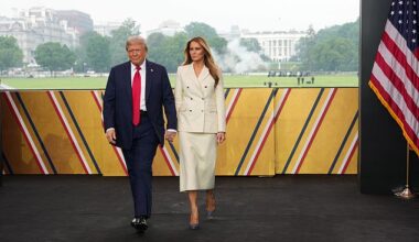 In an unusual display of affection, Donald and Melania Trump appeared hand in hand during the military parade on his birthday