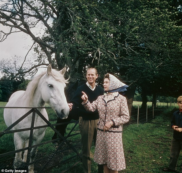 Queen Elizabeth II and Prince Philip visited a farm on the Balmoral estate in Scotland, during their Silver Wedding anniversary year, September 1972