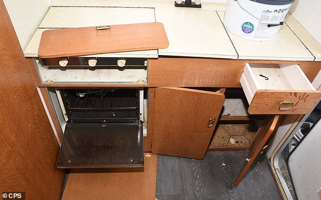 The girl was kept in the caravan (pictured) and also taken out in public by the trio