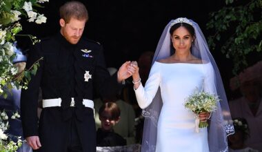 The Duke and Duchess of Sussex emerge from St George Chapel in Windsor Castle after their wedding ceremony. The couple announced their engagement in November 2017 and were married on May 19, 2018