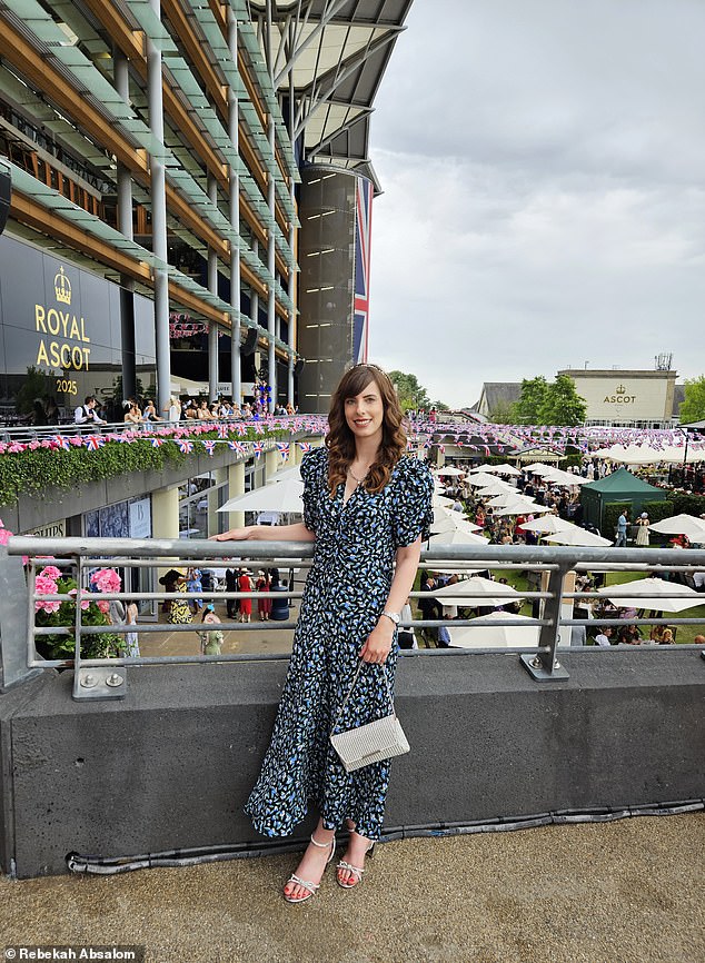 On Friday, Rebekah wore Cefinn's Ophelia dress with a sparkling Aldo clutch and matching bow-embellished sandals