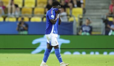 Italy U21 star Wilfried Gnonto left the field in tears after being sent off on Sunday evening