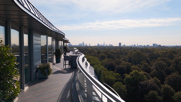 The two women look around the £60million penthouse property in London's Bayswater