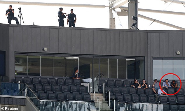 JD Vance, pictured bottom right with his wife Usha, is protected by snipers in Cincinnati