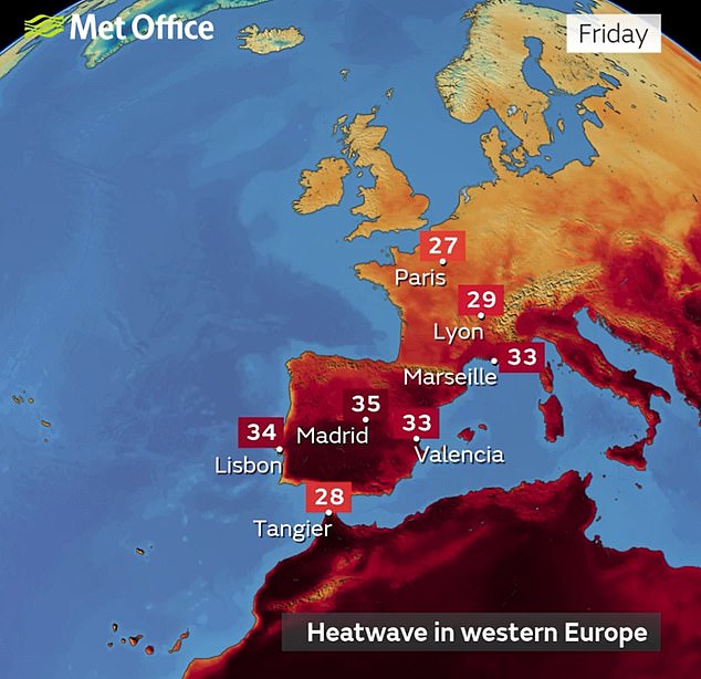 Large parts of western and southern Europe will experience a heatwave this weekend